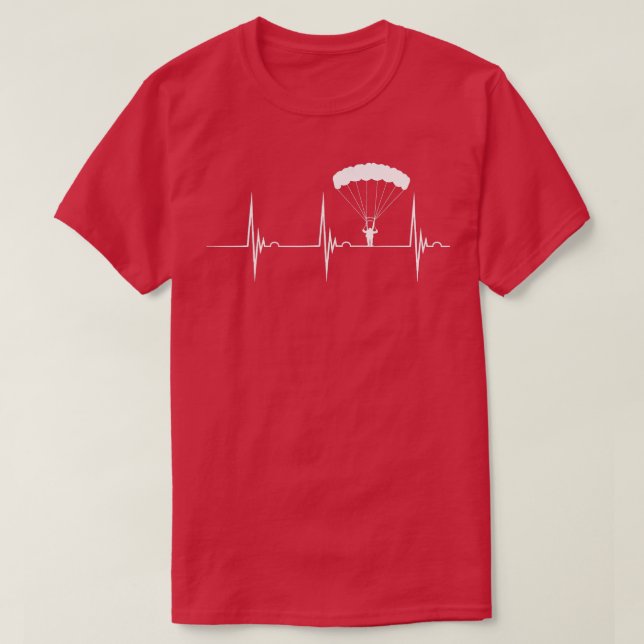 Skydiving Heartslag Skydiver Skydive EKG Pulse Jum T Shirt (Design framsida)