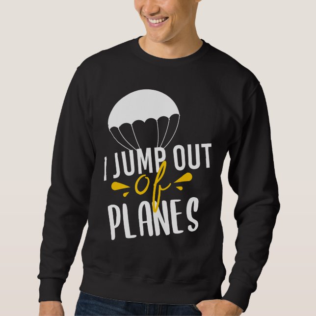 Skydiving hoppar ut från Flygplan Skydiver Lång Ärmad Tröja (Framsida)