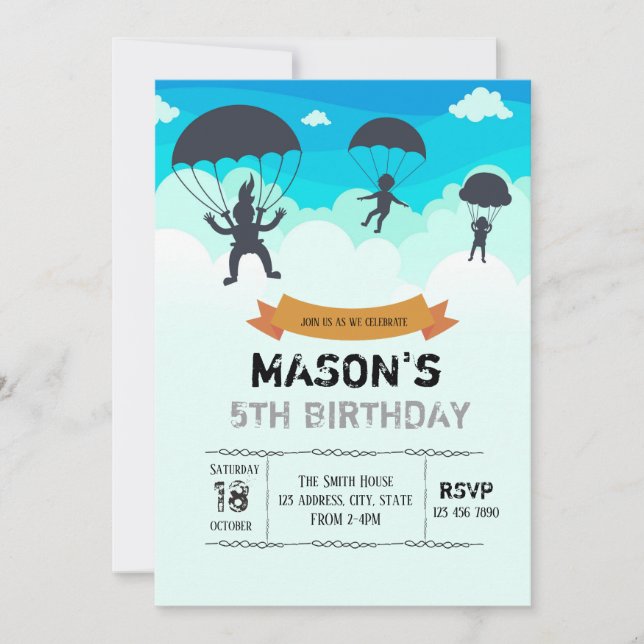 Skydiving inbjudan (Framsida)