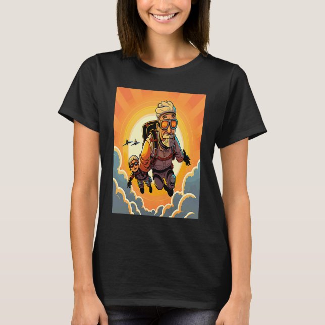 Skydiving Instructor Sunset Skydiving Dad T Shirt (Framsida)