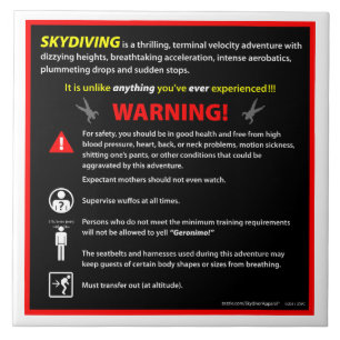 SKYDIVING-nöjesfältvarning undertecknar Kakelplatta