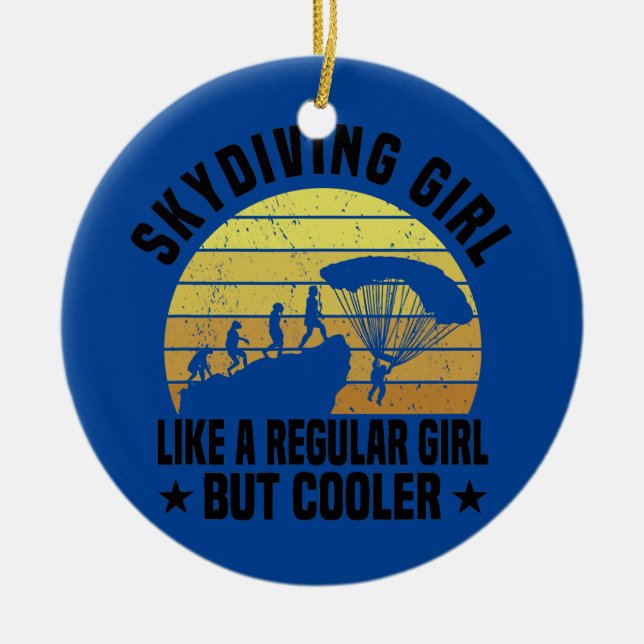 Skydiving Parachuting Fallskärm Julgransprydnad Keramik (Framsidan)