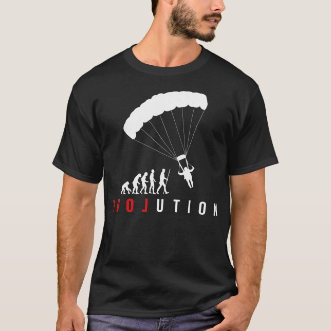 Skydiving Parachuting Paragliding KÄRLEK Evolution T Shirt (Framsida)