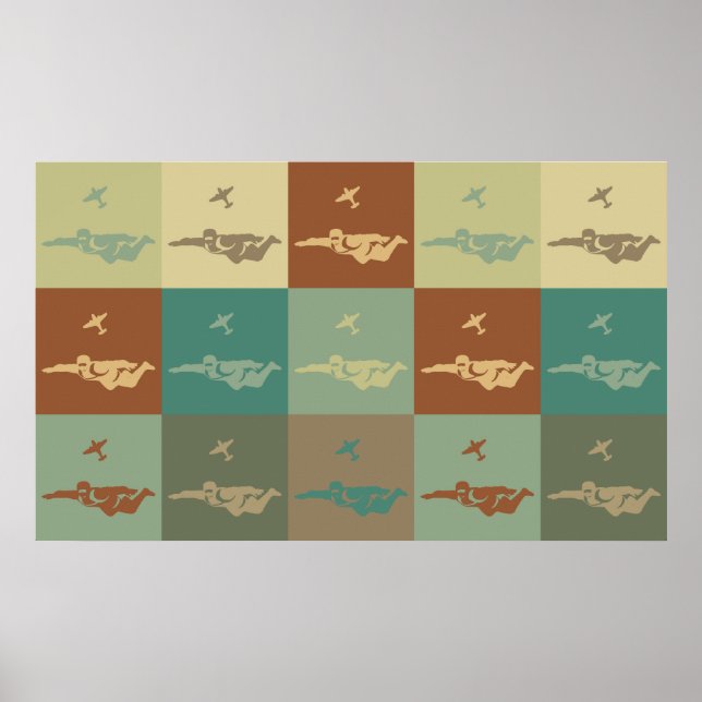 Skydiving Pop Art Poster (Framsidan)