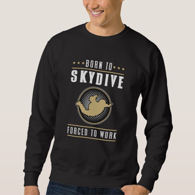 Skydiving Skydive Jump Skydiver Flygplan Funny Gif Lång Ärmad Tröja (Framsida)