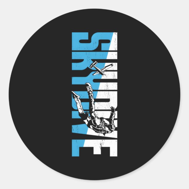 Skydiving Skydive Runt Klistermärke (Framsida)