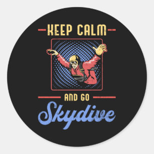 Skydiving Skydiver Retro Behålla Lugn Funny Gift Runt Klistermärke