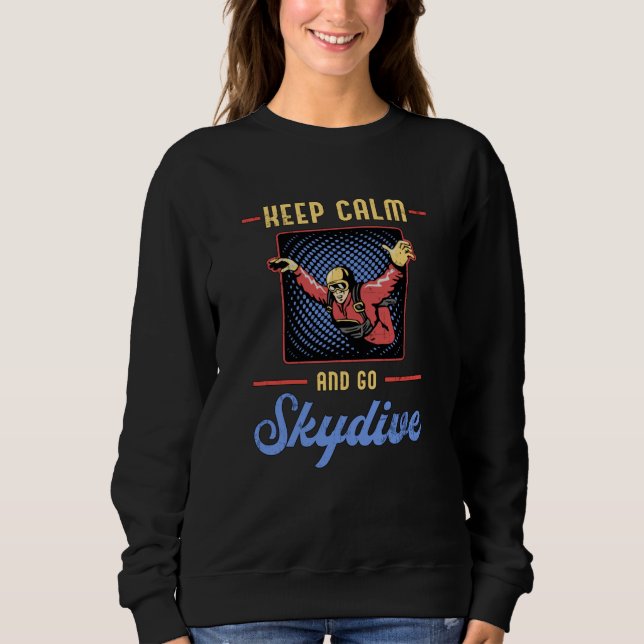 Skydiving Skydiver Retro Behålla Lugn Funny Gift T Shirt (Framsida)