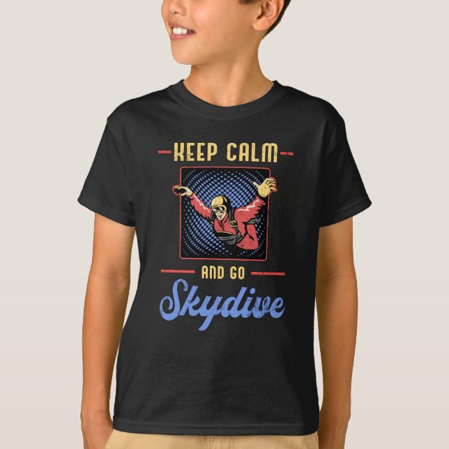 Skydiving Skydiver Retro Behålla Lugn Funny Gift T Shirt (Framsida)