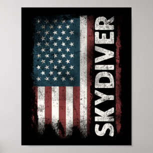 Skydiving Skydiver USA flagga Patriotic Vintage 4: Poster