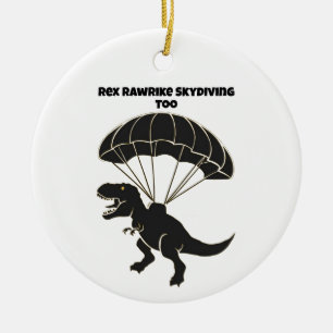 Skydiving T-rex Julgransprydnad Keramik