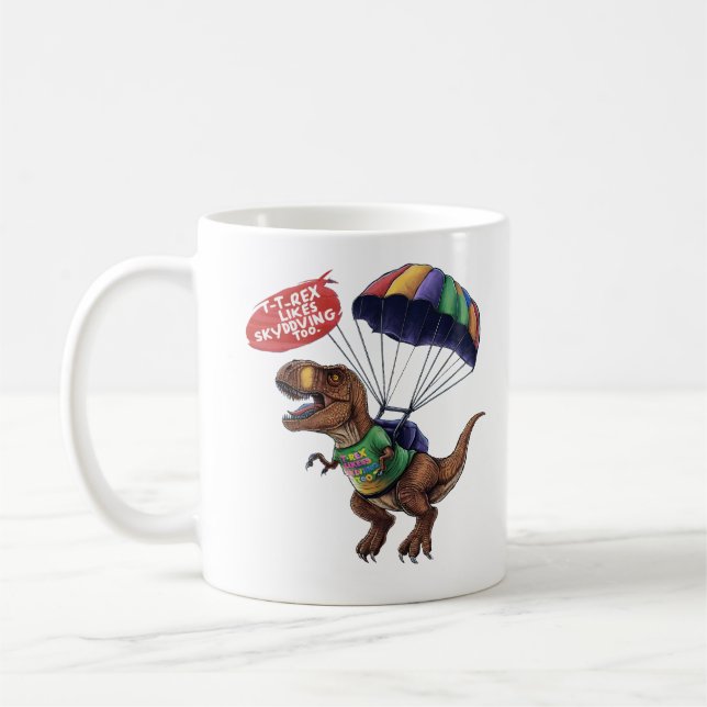 Skydiving T-Rex Kaffemugg (Vänster)