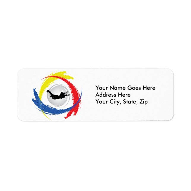 Skydiving Tricolor Emblem Returadress Etikett (Framsidan)