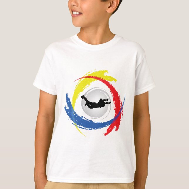 Skydiving Tricolor Emblem T Shirt (Framsida)