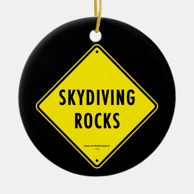 SKYDIVING VAGGAR vägmärket Julgransprydnad Keramik (Framsidan)