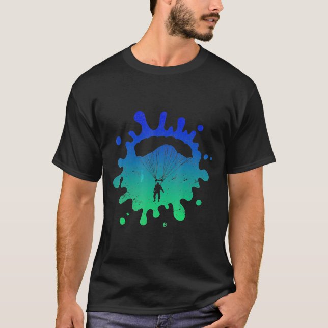 Skydiving with Coola Stänk Art Gift T Shirt (Framsida)
