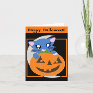 Skye Pumpkin Måne Toon Kattunge Card Kort