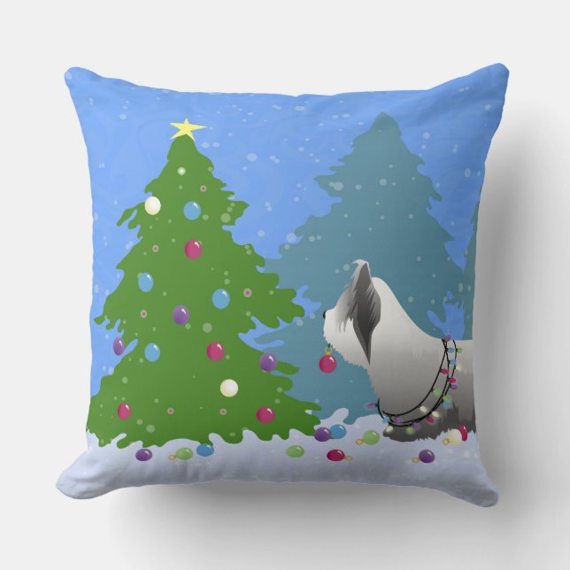 Skye Terrier Decorrier Julgran - Forest Kudde (Framsida)