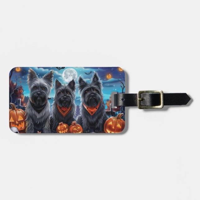 Skye Terrier Halloween Kuslig Bagagebricka (Horisontell Framsida)