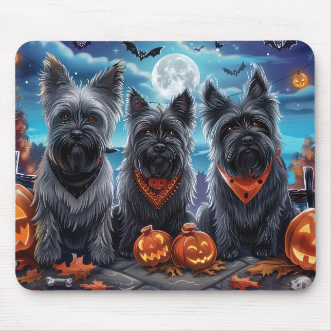 Skye Terrier Halloween Kuslig Musmatta (Framsidan)