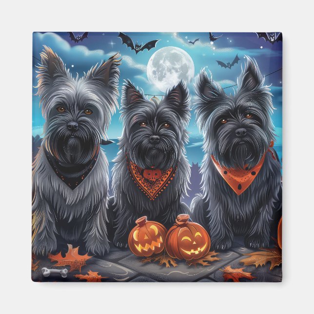 Skye Terrier Halloween Spooky Magnet (Framsidan)