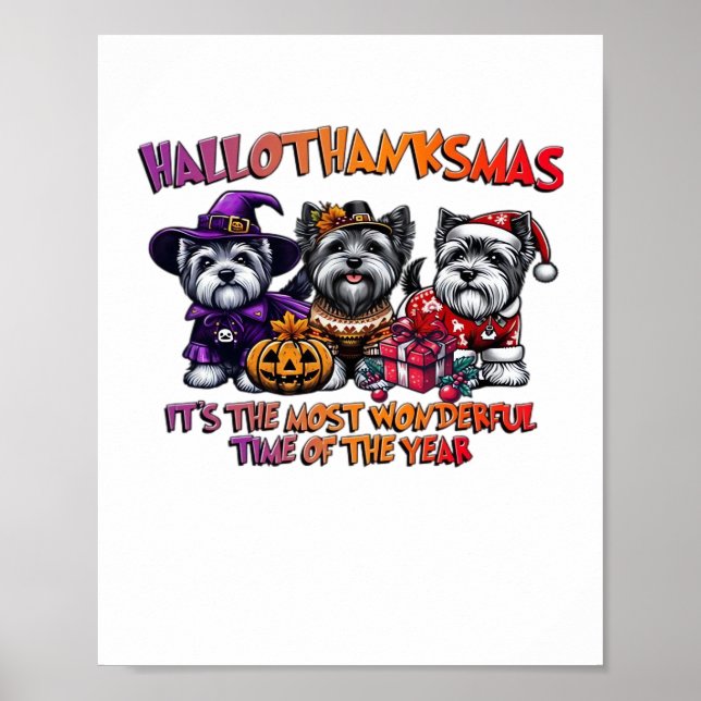 Skye Terrier Halloween Thanksgiving julklas Poster (Framsidan)
