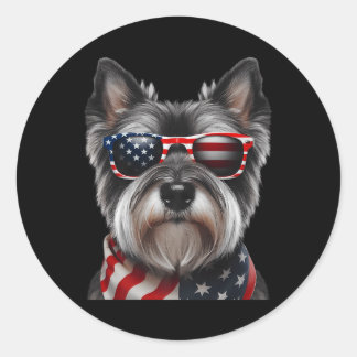 Skye Terrier Hund 4 juli Amerikanska oberoende Runt Klistermärke