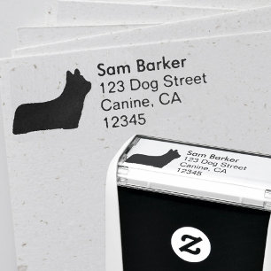 Skye Terrier Hund aveln Silhouette Returadress Självfärgande Stämpel