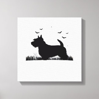Skye Terrier Hund � Halloween Moon Silhouette Klas Canvastryck