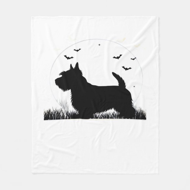 Skye Terrier Hund � Halloween Moon Silhouette Klas Fleecefilt (Framsidan)