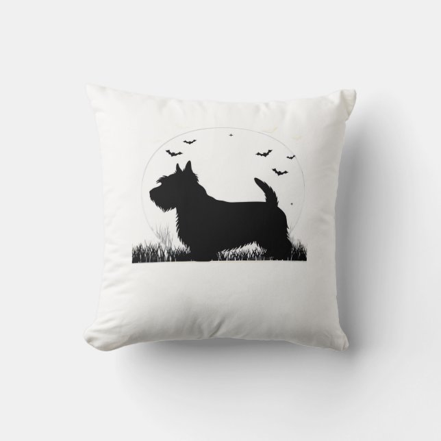Skye Terrier Hund � Halloween Moon Silhouette Klas Kudde (Framsida)