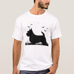 Skye Terrier Hund � Halloween Moon Silhouette Klas T Shirt