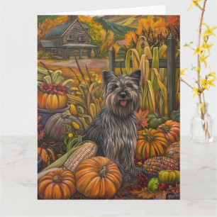 Skye Terrier Hund Höstskörd Tacksägelse Kort