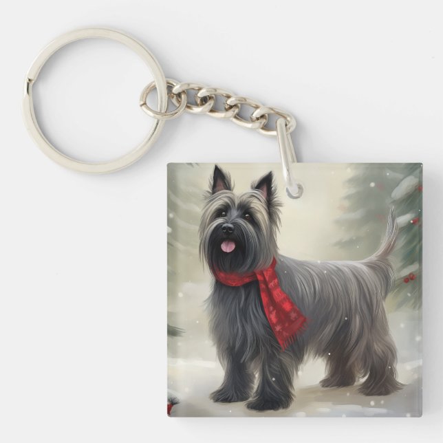 Skye Terrier Hund i Snö jul (Framsidan)