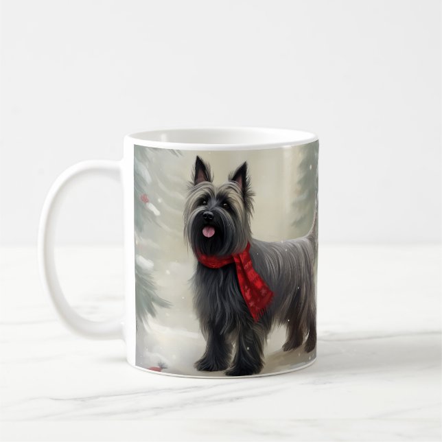 Skye Terrier Hund i Snö jul Kaffemugg (Vänster)
