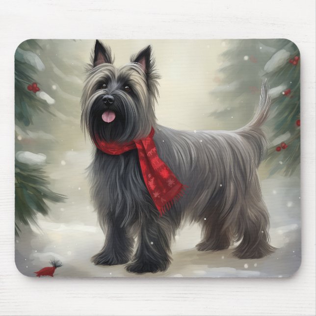 Skye Terrier Hund i Snö jul Musmatta (Framsidan)