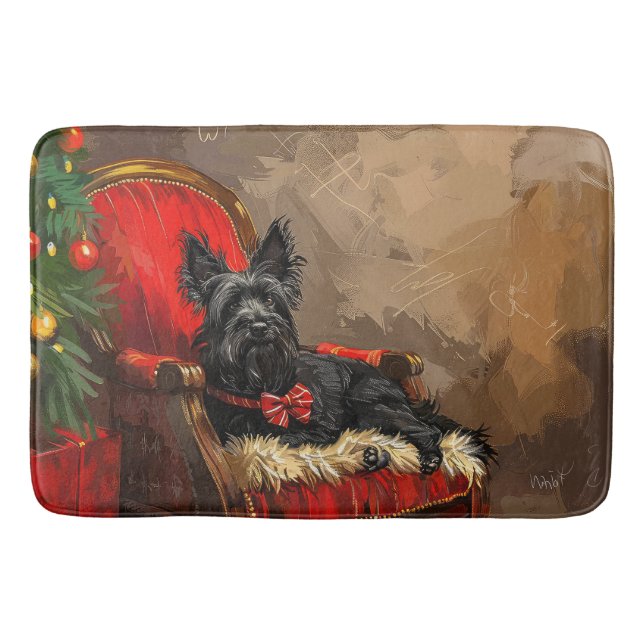 Skye Terrier Hund Jul Festlig  Badrumsmatta (Framsidan)