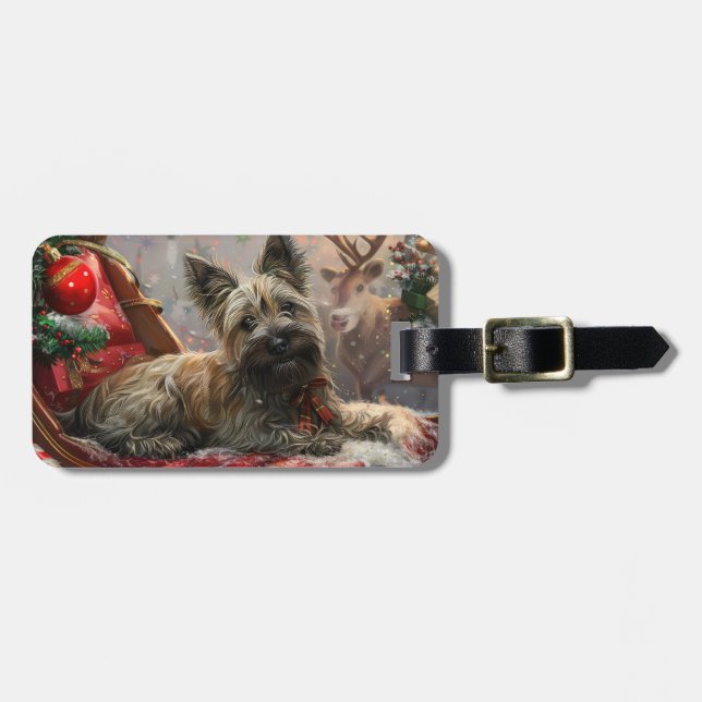 Skye Terrier Hund Jul Festlig Bagagebricka (Horisontell Framsida)