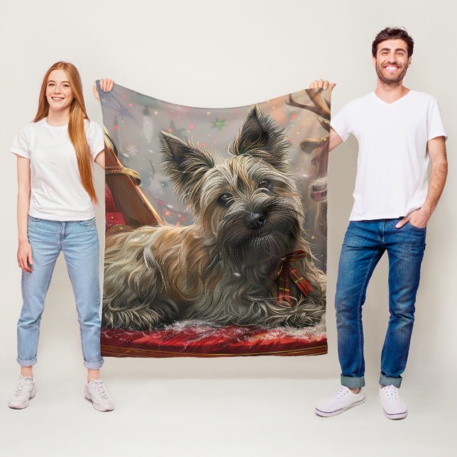 Skye Terrier Hund Jul Festlig Fleecefilt (På plats)