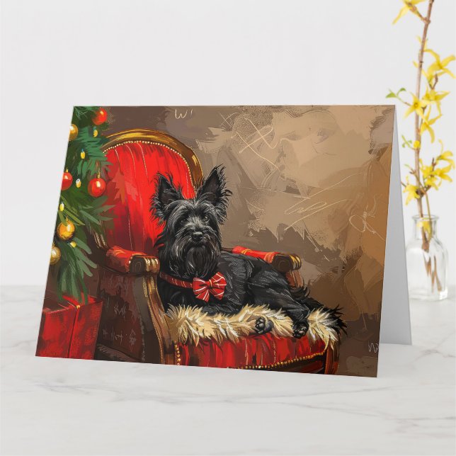 Skye Terrier Hund Jul Festlig Kort (Gul blomma)