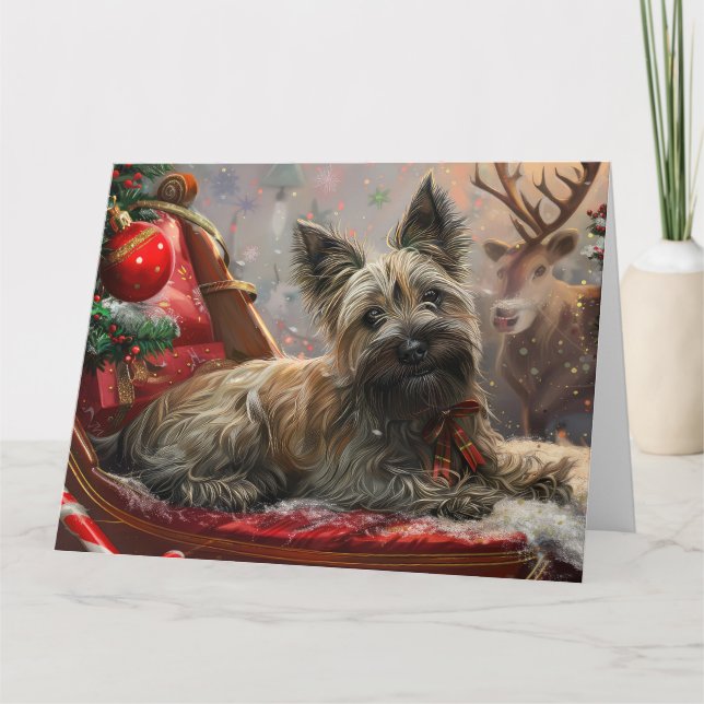 Skye Terrier Hund Jul Festlig Kort (Framsida)
