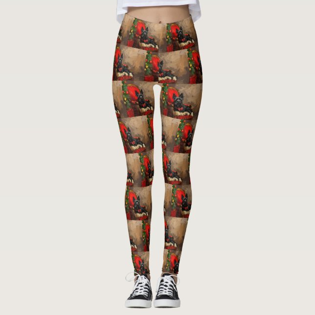 Skye Terrier Hund Jul Festlig Leggings (Framsida)
