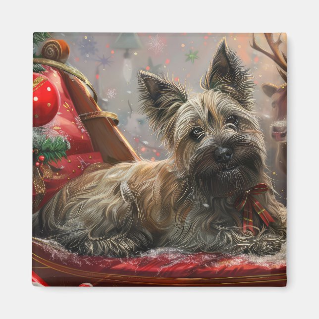 Skye Terrier Hund Jul Festlig Magnet (Framsidan)