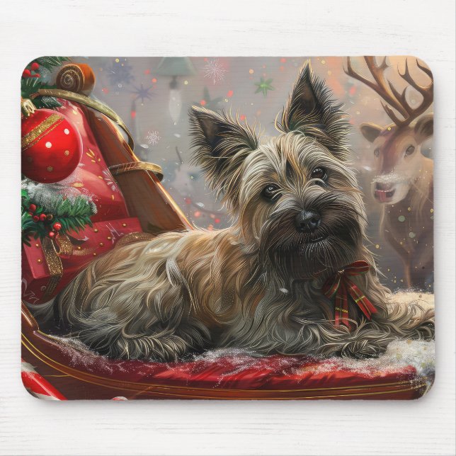 Skye Terrier Hund Jul Festlig Musmatta (Framsidan)
