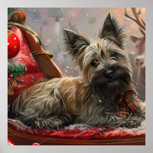 Skye Terrier Hund Jul Festlig Poster (Framsidan)