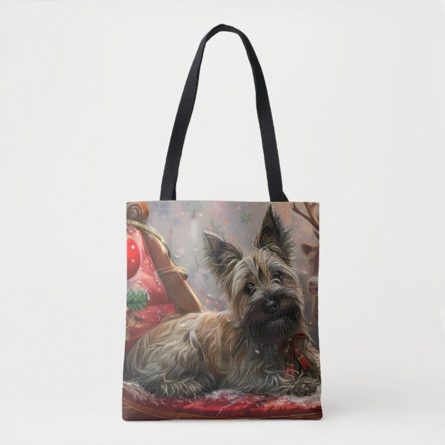 Skye Terrier Hund Jul Festlig Tygkasse (Framsida)
