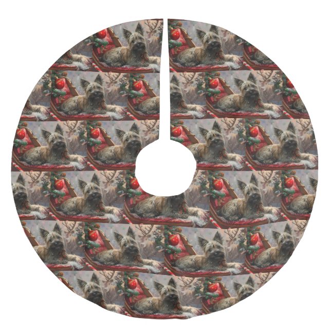 Skye Terrier Hund julafton Julgransmatta Borstad Polyester (Framsidan)