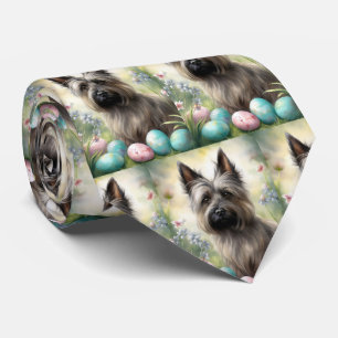 Skye Terrier Hund med påskägg Semester Slips