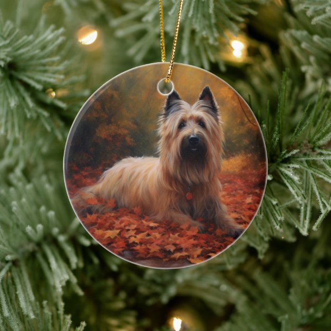 Skye Terrier i Höst löv Fall Inspire Julgransprydnad Keramik (Träd)