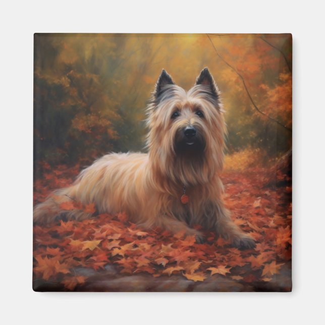 Skye Terrier i Höst löv Fall Inspire Magnet (Framsidan)